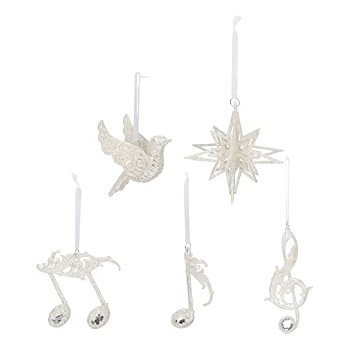 Amosfun 5st Christbaumschmuck Musikbaumschmuck Musiker H?ngende Verzierung Musical Score Ornament Weihnachtselch Hängende Verzierung Musik Baumschmuck Plastik Hängendes Gebot Weiß Mädchen von Amosfun