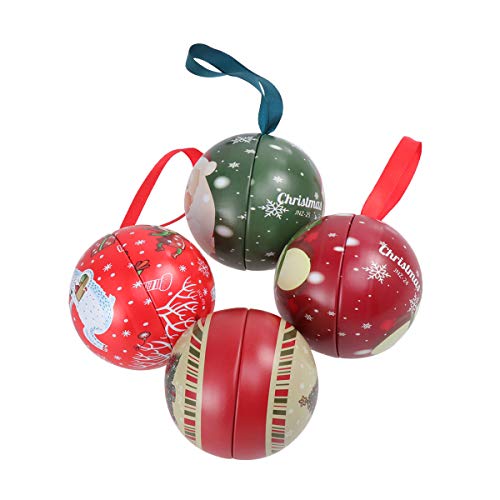 Amosfun Weihnachtskugel-Form, Geschenk-Boxen, kreativ, Metall, runde Kugeln, Bonbonniere, Kugelform, Geschenk-Verpackung, Weihnachten, Party, Feiertage, Gastgeschenke (gemischter Stil) von Amosfun