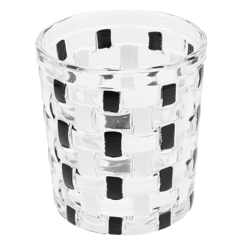Amosfun Zahnputzbecher Aus Glas Mit Breiter Öffnung Becher Fürs Badezimmer in Schwarz-weißem Karomuster Wiederverwendbarer Badezimmerbecher Für Zahnbürsten von Amosfun