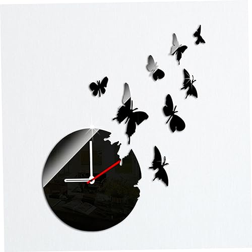 Amosfun büro Dekoration bürodekorationen pürblack Black-ish tapeten swor herrenuhren 3D Spiegel Wandtattoo Spiegel Aufkleber Spiegeluhr aus Acryl selber Machen Stumm Wanduhr Wandaufkleber von Amosfun