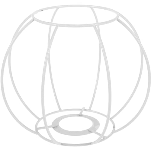 Amosfun Vintage Lampenschirmrahmen Aus Metall, Diy Lampenschirm Gestell, Retro Deckenlampe, Handgefertigter Lampenschirm, Weiß, 18x18x15cm, FüR Wohnzimmer, Schlafzimmer, Romantische AtmosphäRe von Amosfun