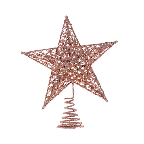 Amosfun glitzernder Stern aus Eisen für die Weihnachtsbaumspitze, Dekoration, Eisen, rose gold, 25 cm von Amosfun