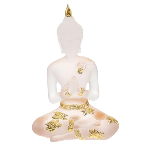 Amosfun meditieren Buddha-Statue aus Harz Auto diffusor Flasche Ornament Vintage-Dekor Kunstharzfigur Vintage Harz Handwerk Gold Blatt Dekorationen Krishna Harzpaste Wasserglas Weiß von Amosfun