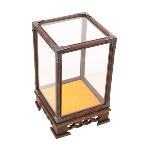 Amosfun transparente Displaybox Vitrine aus klarem Glas Schaukästen für Sammlerstücke Schutz Vitrine Boxen für Sammlerstücke Modell Halter Puppenspielkoffer Glasscheibe Flanell Kaffee von Amosfun