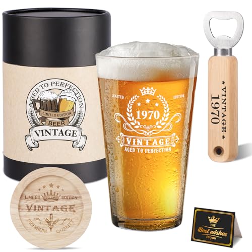 Geschenke zum 55 geburtstag mann, Vintage 1970 Bier Glas, Holz Flaschenöffner, Vintage Bier Geschenkbox, Holz Untersetzer und Grußkarte,geschenk 55 geburtstag für Männer Geschenke zum 55 geburtstag mann, Vintage 1970 Bier Glas, Holz Flaschenöffner, Vintage Bier Geschenkbox, Holz Untersetzer und Grußkarte,geschenk 55 geburtstag für Männer von Amosking