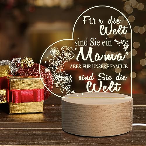 Amouhom Geschenke für Mama, 3D Nachtlicht LED Lampe zum Muttertag Weihnachtsgeschenke Geschenke für Mama zum Geburtstag von Amouhom