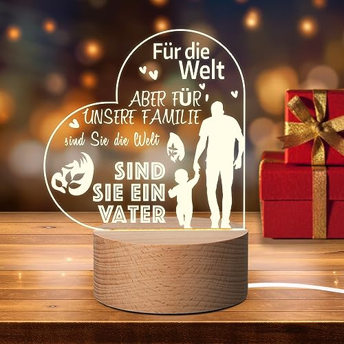 Amouhom Geschenke für Papa, LED Nachtlicht 3D Lampe zum Vatertag Weihnachtsgeschenke Geschenke für Papa zum Geburtstag Geschenkideen für Papa von Amouhom