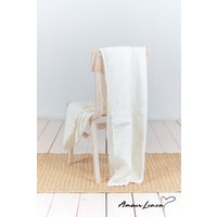 Weiß Bettüberwurf Waffelgewebe Reine Minimalist Leinen Baumwollmischung Sofa Abdeckung Boho Elegant Overlay Stone Washed von AmourLinen