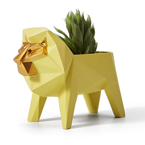 Amoy-Art Blumentopf Pflanzen Löwe Arts Skulptur Modern Dekor Tier Geschenk Wohnzimmer Kunst Figuren Polyresin Statue 16cm von HAUCOZE