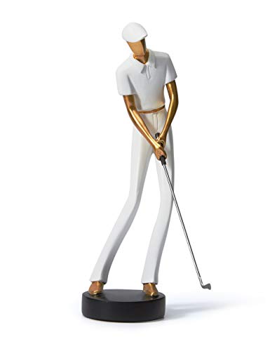 Amoy-Art Golfer Statue Golf Figuren Skulptur Modern Dekor Golfspieler Geschenk Wohnzimmer Kunst Polyresin Arts Weiß 24cm von HAUCOZE
