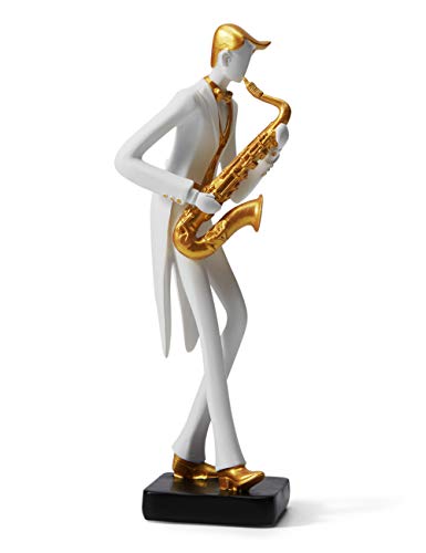 Amoy-Art Musik Figuren Geschenk Modern Skulptur Musiker Dekor Saxophone Statue Wohnzimmer Kunst Polyresin Arts 26cm von HAUCOZE