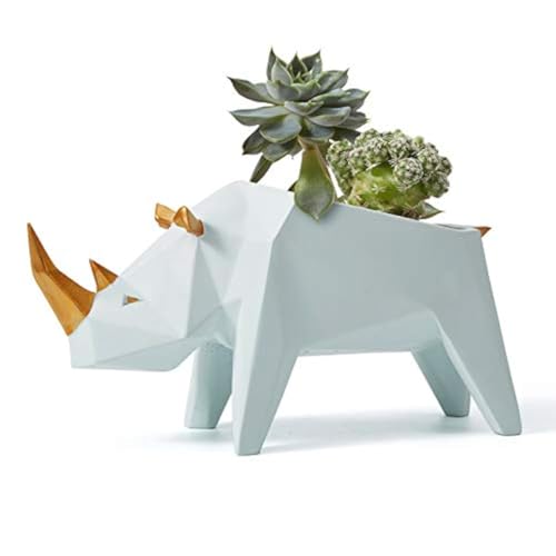 HAUCOZE Nashorn Geschenk Arts Dekor Blumentöpfe Tier Figuren Statue Modern Skulptur Polyresin 18cm HAUCOZE Nashorn Geschenk Arts Dekor Blumentöpfe Tier Figuren Statue Modern Skulptur Polyresin 18cm von Amoy-Art
