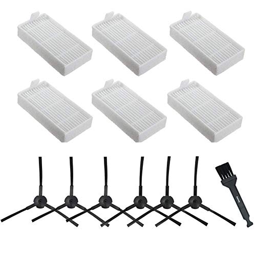 iAmoy Ersatzteile Kompatibel mit ILIFE ZACO V3 V3s V5 V5s V5s Pro V5x Roboter Staubsauger - 6 Filter + 6 Seitenbürsten (Links + Rechts), 12er Pack von iAmoy