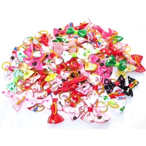 AMOYER 10pcs / Lot Haustier Hund Katze Haar Beugt Gummibänder Cartoon Bunten Haustier-Haar-elastisches Seil Für Kleine Hunde Haarschmuck Zufälliger Farbe von AMOYER