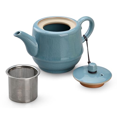Amoysanli Teekanne mit Teesieb, Keramik-Teekanne mit abnehmbarem Edelstahl-Fliter für losen Tee, 450 ml (1–2 Tassen), Teekannen für Tee, Kaffee, Milch für Büro, Zuhause, Männer und Frauen als Geschenk von Amoysanli