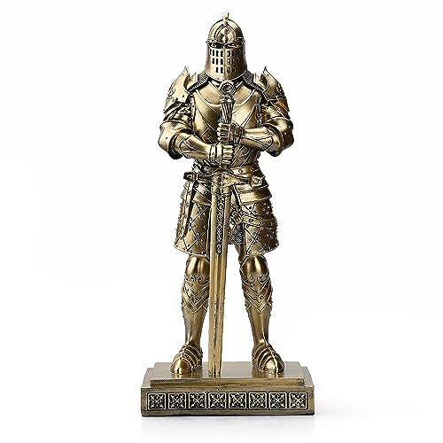 Amoysanli Mittelalterliche Ritterstatue, Königsgarde, mittelalterliche Dekoration, Polyresin, Ritter, Schwertkämpfer, Rüstung, Top-Kollektion, als Geschenk, 39 cm (Bronze) von Amoysanli