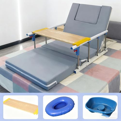 AmphaDeco Aufstehhilfe Lattenrost Senioren Manuell und Elektrisch mit Matratze,Pflegebett Elektrisch Verstellbar mit Mattress,Bett Aufstehhilfe Höhenverstellbar180x90cm,Single Function Enlarge Sponge von AmphaDeco