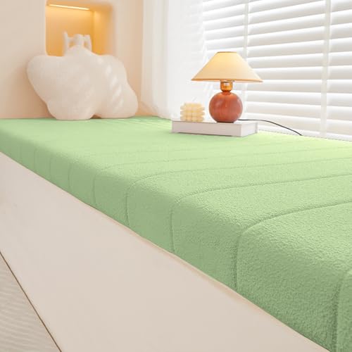 AmphaDeco Bankkissen Bankauflage Wasserfest, Teddy Plüsch rutschfeste Sitzkissen Sitzpolster Bank Mit Reißverschluss für Fensterbank Innen Schuhwechselhocker,Light Green,100 * 40CM von AmphaDeco