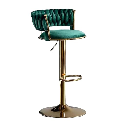 AmphaDeco Drehbare Barhocker 1 2 3 4 6 Er Set, Barhocker Höhenverstellbar mit Lehne & Fußstütze, Samt Bar Stühle, Hocker Küche für Esszimmer Bar Salon,Grün,1er Set von AmphaDeco