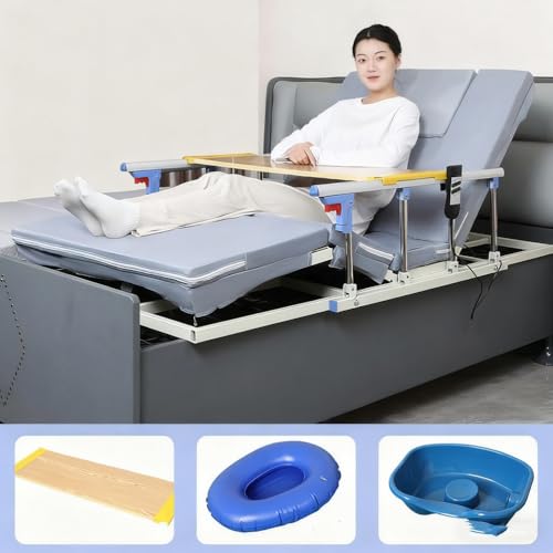 AmphaDeco Multifunktional Pflegebett Elektrisch und Manuellverstellbar mit Latex Matratze,Krankenbett Elektrisch Verstellbar,Seniorenbett für Langzeitbettlägerige Patienten,Dual Function Sponge von AmphaDeco