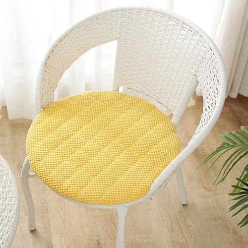 Sitzkissen Rund 30cm, Weiche Stuhlkissen 4er set mit Rutschfest Waschbar Cordstoff Sitzauflage Stuhl mit Reißverschluss, Sitzpolster Stuhlauflage für Indoor Esszimmer Küche Outdoor Garten, Gelb Sitzkissen Rund 30cm, Weiche Stuhlkissen 4er set mit Rutschfest Waschbar Cordstoff Sitzauflage Stuhl mit Reißverschluss, Sitzpolster Stuhlauflage für Indoor Esszimmer Küche Outdoor Garten, Gelb von AmphaDeco