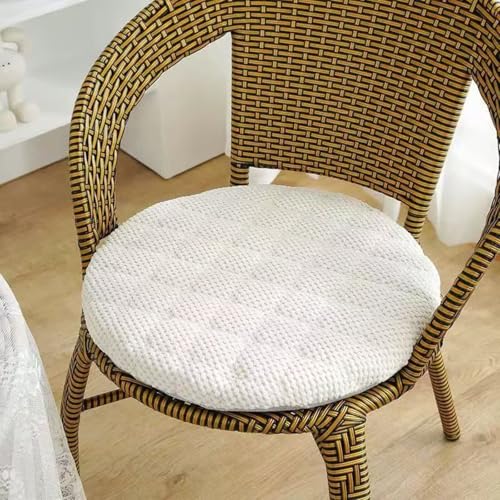 Sitzkissen Rund 35cm, Weiche Stuhlkissen 1er set mit Rutschfest Waschbar Cordstoff Sitzauflage Stuhl mit Reißverschluss, Sitzpolster Stuhlauflage für Indoor Esszimmer Küche Outdoor Garten, Weiß Sitzkissen Rund 35cm, Weiche Stuhlkissen 1er set mit Rutschfest Waschbar Cordstoff Sitzauflage Stuhl mit Reißverschluss, Sitzpolster Stuhlauflage für Indoor Esszimmer Küche Outdoor Garten, Weiß von AmphaDeco