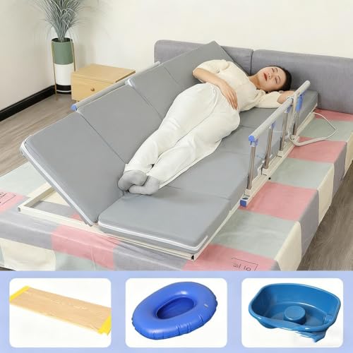 Vergrößern Aufstehhilfe Lattenrost Senioren Manuell und Elektrisch mit Matratze,Pflegebett Elektrisch Verstellbar mit Mattress,Bett Aufstehhilfe Höhenverstellbar190x120cm,Quad function enlarge sponge von AmphaDeco