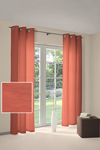 Terra-rot Ösen Vorhang in Seide Optik Made in Germany Blickdicht 145 x 235 cm von Amplissimo