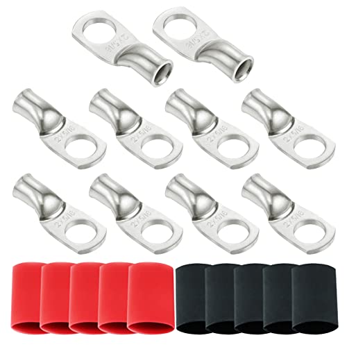 Ampper Heavy Duty verzinnte Kupferdraht Lugs, UL röhrenförmige Ösen Ring Crimp Kupfer Terminal Steckverbinder W / 10 Pcs Schrumpfschlauch für Batterie Kabelenden und mehr (2 Awg, 5/16" Ring, 10 Stück) Ampper Heavy Duty verzinnte Kupferdraht Lugs, UL röhrenförmige Ösen Ring Crimp Kupfer Terminal Steckverbinder W / 10 Pcs Schrumpfschlauch für Batterie Kabelenden und mehr (2 Awg, 5/16" Ring, 10 Stück) von Ampper