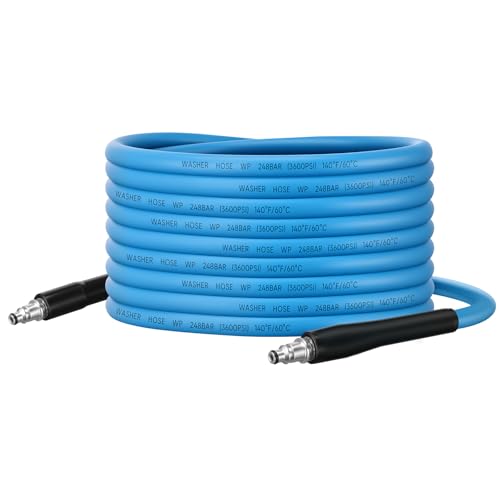 Ampvolts 10M Knickfester Hochdruckschlauch für Bosch AQT Aquatak – 250 Bar / 3600 PSI Flexibler Ersatzschlauch für Hochdruckreiniger, Schnellanschluss, Wetterfest, Blau von Ampvolts