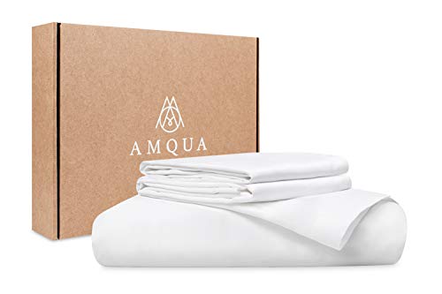 Amqua Bio Bettwäsche Mako Satin 200x200cm + 80x80cm (2X Kissenbezüge), 100% Bio Baumwolle (Zertifiziert), weiß von Amqua