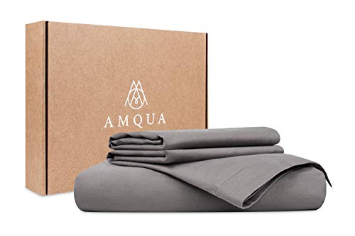 Amqua Bio Bettwäsche Mako Satin 200x220cm + 80x80cm (2X Kissenbezüge), 100% Bio Baumwolle (Zertifiziert), grau von Amqua