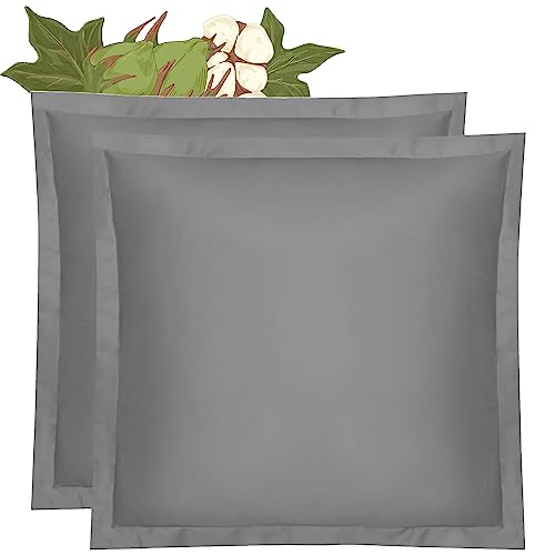 Amqua Mako Satin Kissenbezug 2er Set 40x40cm, 100% Bio Baumwolle (Zertifiziert), grau von Amqua