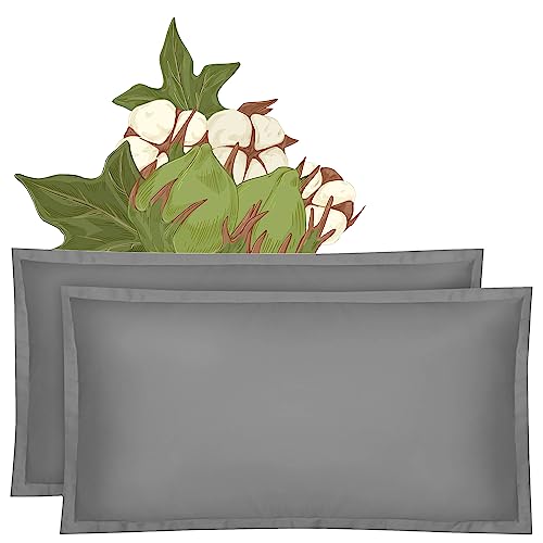 Amqua Mako Satin Kissenbezug 2er Set 40x80cm, 100% Bio Baumwolle (Zertifiziert), grau von Amqua