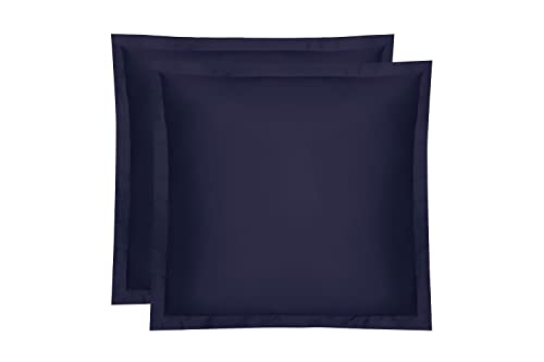 Amqua Mako Satin Kissenbezug 2er Set Kissenbezüge 40x40 cm, 100% ägyptische Baumwolle (Zertifiziert) Dunkelblau/Navy von Amqua