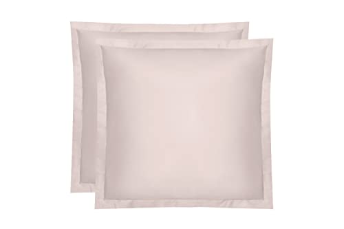 Amqua Mako Satin Kissenbezug 2er Set Kissenbezüge 40x40 cm, 100% ägyptische Baumwolle (Zertifiziert) rosa/Blush/Altrosa von Amqua