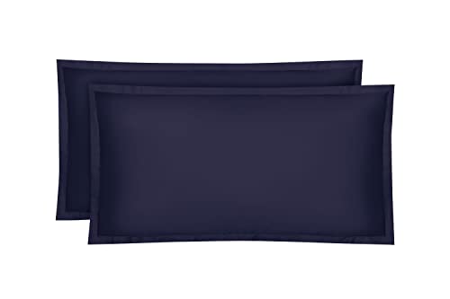 Amqua Mako Satin Kissenbezug 2er Set Kissenbezüge 40x60 cm, 100% ägyptische Baumwolle (Zertifiziert) Dunkelblau/Navy von Amqua