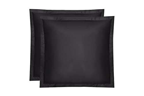 Amqua Mako Satin Kissenbezug 2er Set Kissenbezüge 65x65 cm, 100% ägyptische Baumwolle (Zertifiziert) schwarz/anthrazit von Amqua