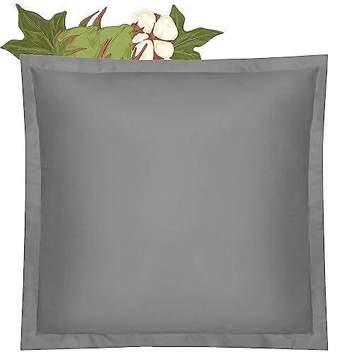 Amqua Mako Satin Kissenbezug 40x40cm, 100% Bio Baumwolle (Zertifiziert), grau von Amqua