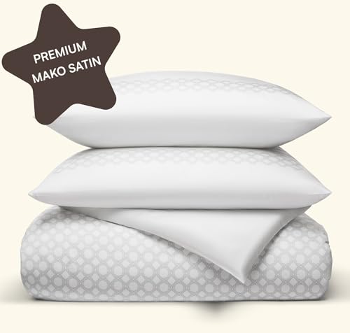 Amqua Satin Bettwäsche 155x220 Weiß Mit Muster | 80x80 Kissenbezug | Wie Seiden Oder Ägyptische Baumwolle | Weich Elora Amqua Satin Bettwäsche 155x220 Weiß Mit Muster | 80x80 Kissenbezug | Wie Seiden Oder Ägyptische Baumwolle | Weich Elora von Amqua