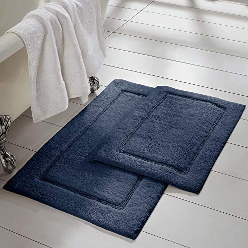 Amrapur Overseas Badematten-Set, solide Schlaufe mit Rutschfester Unterseite, 43,2 x 61 cm, 53,3 x 86,4 cm, Marineblau, 2 Stück von Amrapur Overseas