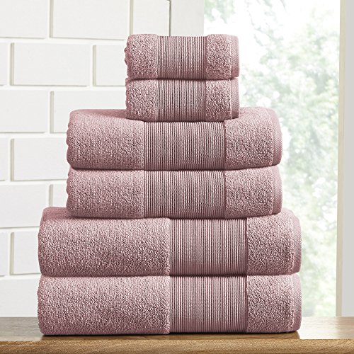 Modern Threads - Air Cloud 6-teiliges Handtuch-Set aus 100% Zero-Twist Baumwolle – Badetücher, Handtücher und Waschlappen – super saugfähig und schnell trocknend – 500 g/m² – weich und plüschig, rosa von Amrapur