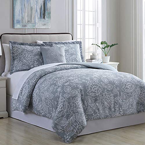 Amrapur Overseas | Olivia 8-teiliges bedrucktes Wendebett in Einer Tasche (Silberblau, Queensize) von Modern Threads