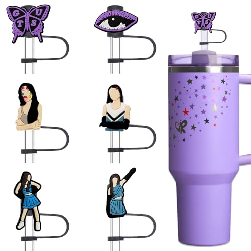 Amreich Trinkhalm-Aufsätze aus Silikon, kompatibel mit Stanley 30 Trinkgläsern, 1,2 l, für Strohhalme mit 9–12 mm Durchmesser, Violett, 6 Stück von Amreich