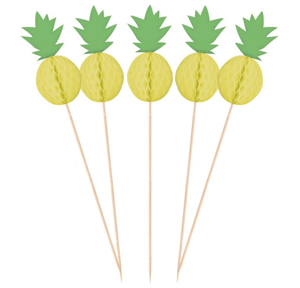 Amscan Einweggeschirr-Set 10 Picks Pineapple Vibes Waben Holz 19 cm, Papier von Amscan