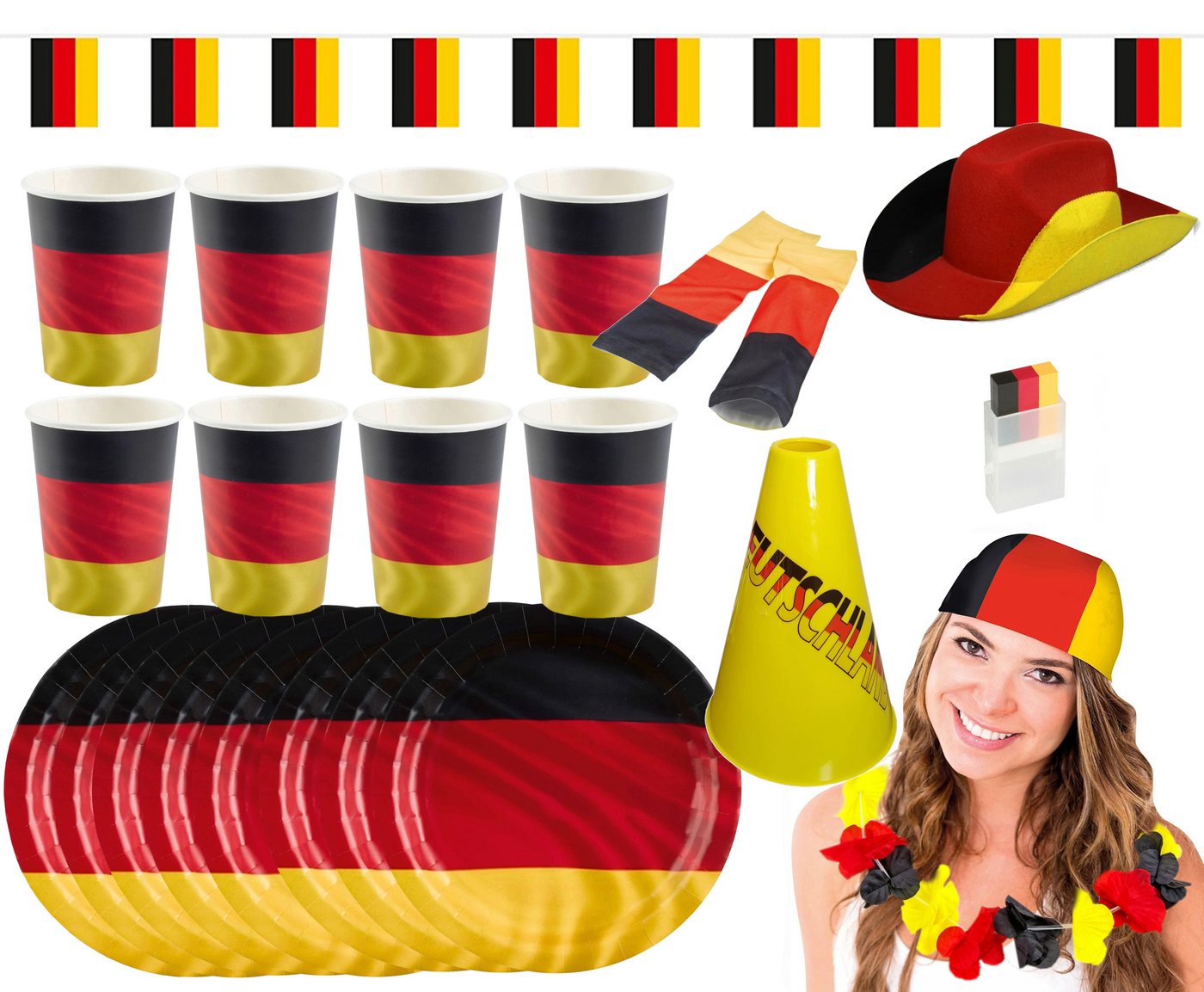 Amscan Einweggeschirr-Set Großes Deutschland Fan-Set (24-tlg) von Amscan