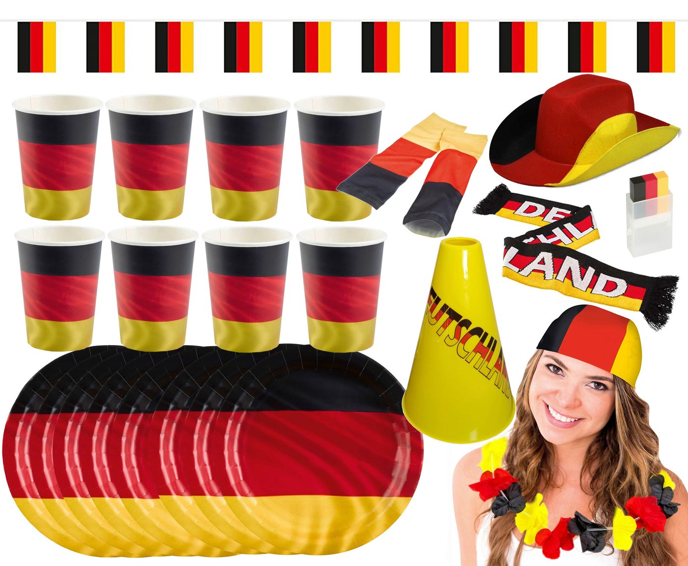 Amscan Einweggeschirr-Set Großes Deutschland Fan-Set (25-tlg) von Amscan