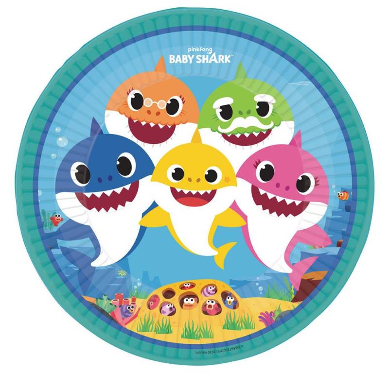 Amscan Pappteller Pappteller 'Baby Shark', Ø22,8cm/8Stk. von Amscan
