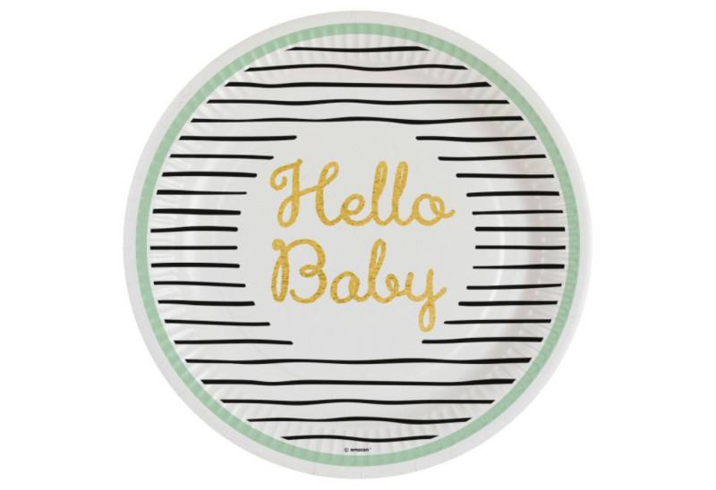Amscan Pappteller 'Hello Baby' Pappteller, 8Stk./Ø23cm von Amscan