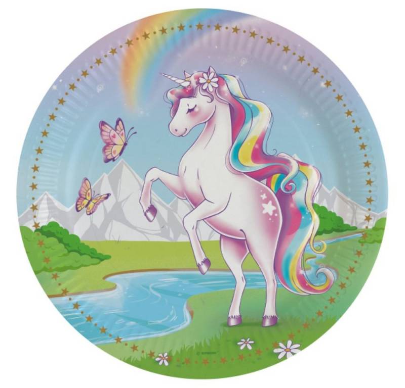 Amscan Pappteller Pappteller Einhorn 23 cm, 8 Stück Amscan Pappteller Pappteller Einhorn 23 cm, 8 Stück von Amscan